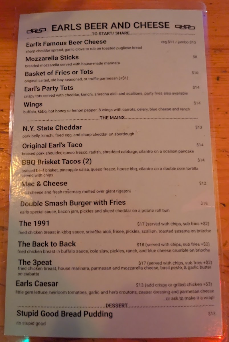 Earl's Beer and Cheese Menu - Image 3